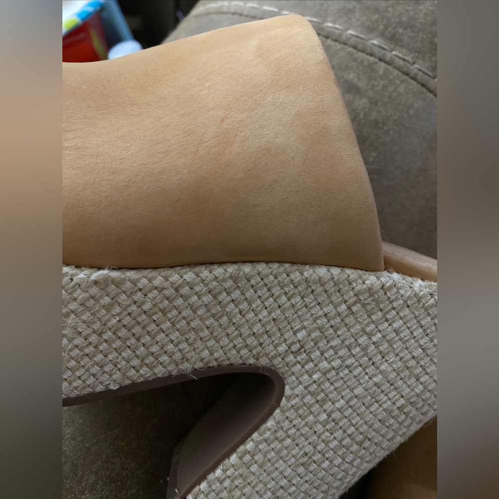 Schutz Womens Leather Platform Mules Heels Honey Beige Size 5.5B Dandara - Picture 7 of 10